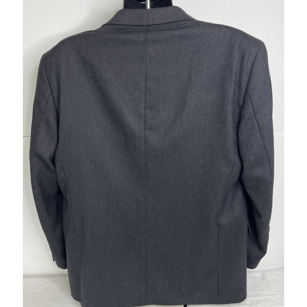 Joseph & Feiss‎ Blazer Jacket 43R Black Gray Herringbone Lambswool Work Office